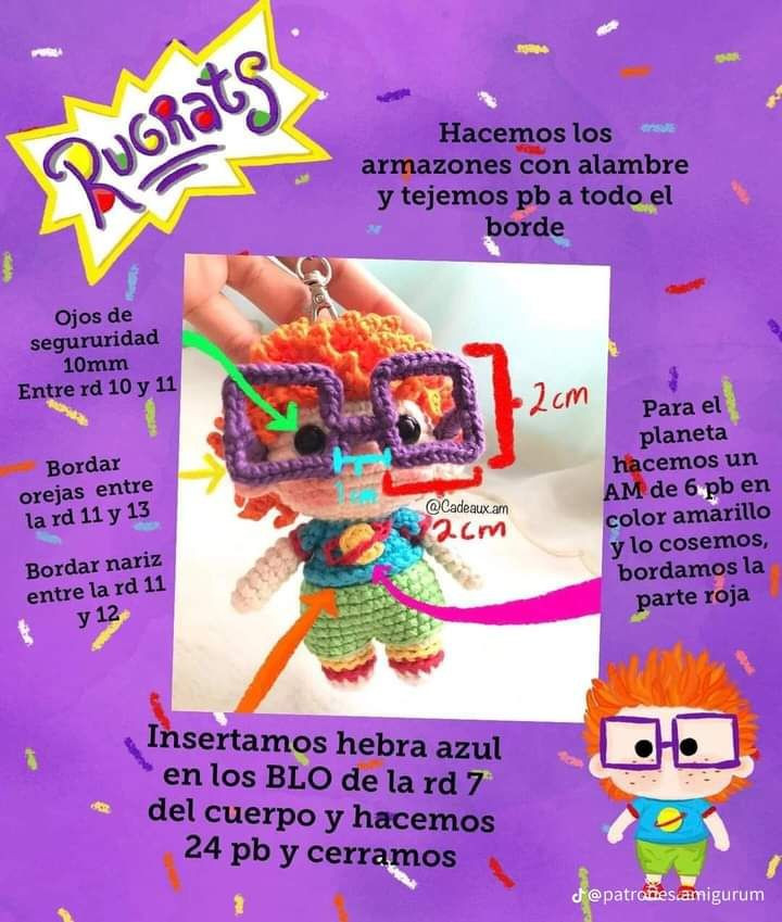 Patrón gratis de amigurumi de Carlitos de Rugrats