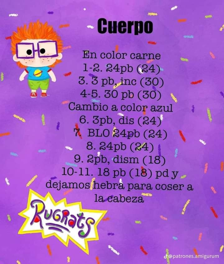 Patrón gratis de amigurumi de Carlitos de Rugrats