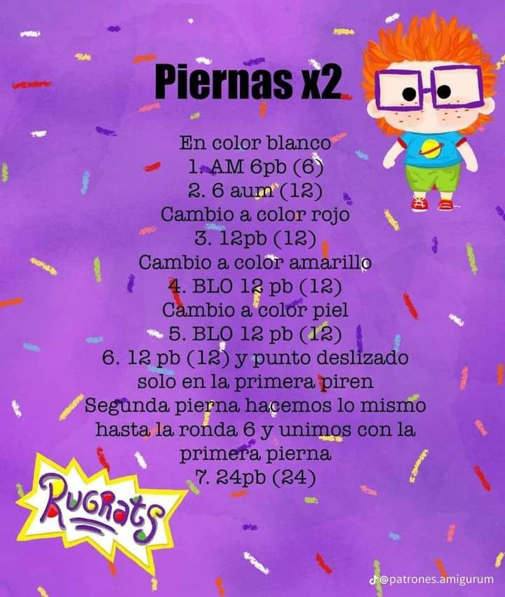 Patrón gratis de amigurumi de Carlitos de Rugrats
