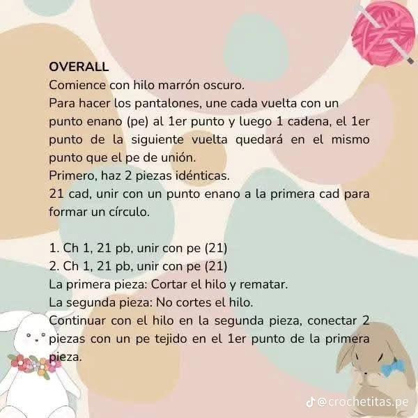 Patrón gratis de conejo con peto para crochet amigurumi