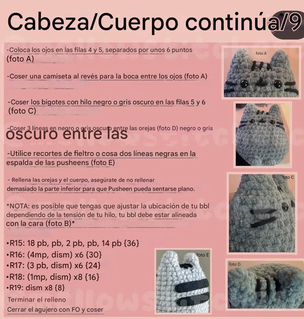 Patrón gratis de crochet de la gata Pusheen para principiantes