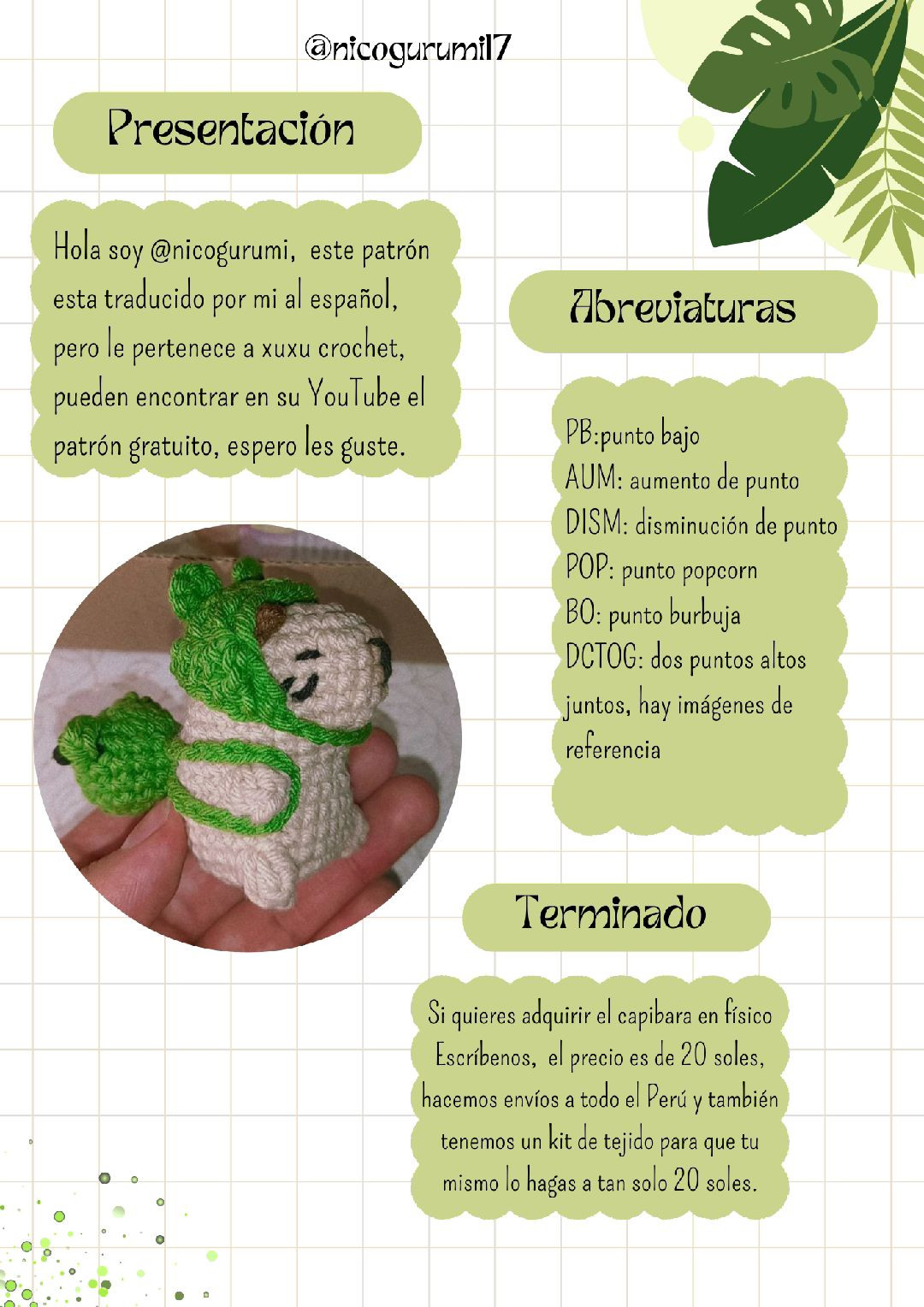 Pequeño animal de ganchillo con gorro colorido