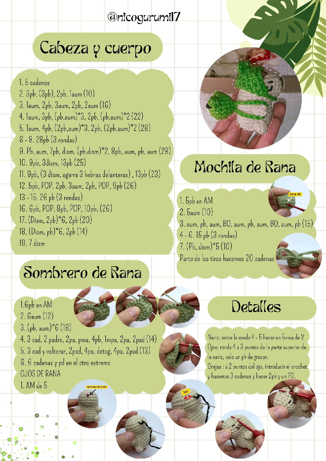 Pequeño animal de ganchillo con gorro colorido