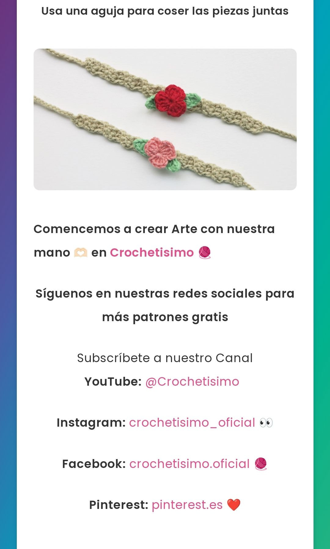 Pulsera de Rosas en Crochet: Patrón Gratis y Fácil