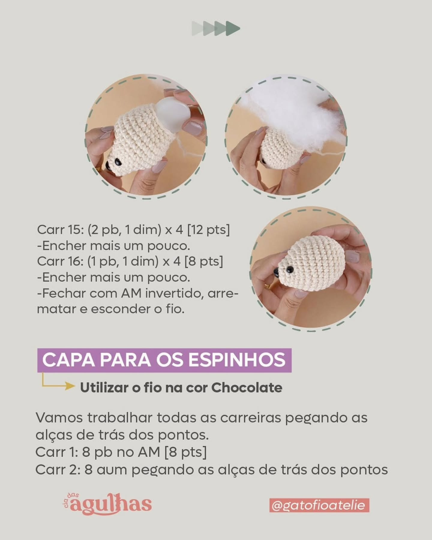 Receita de Amigurumi Mini Ouriço Fofo para Iniciantes
