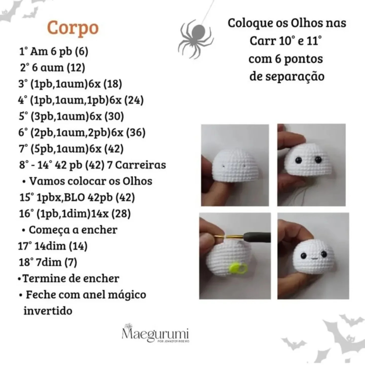 Receita de Fantasminha de Crochê para o Halloween