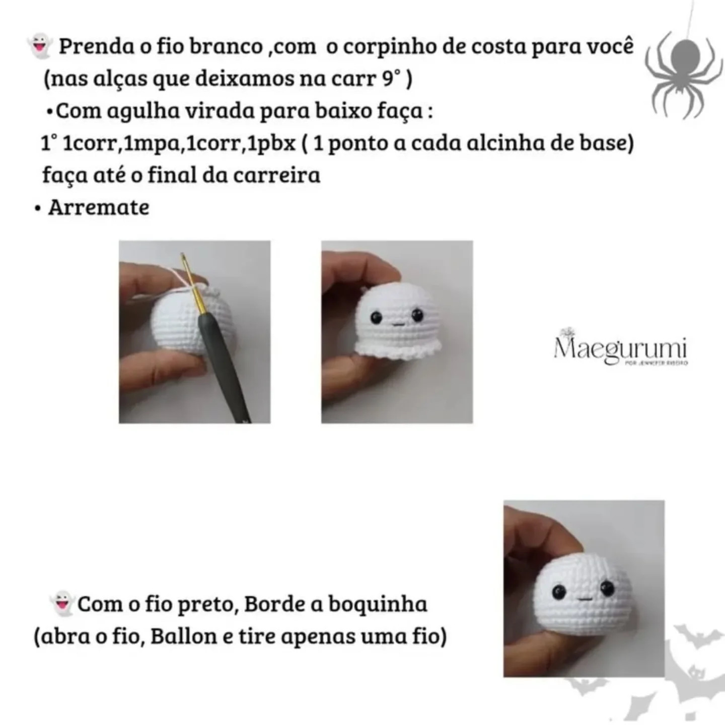 Receita de Fantasminha de Crochê para o Halloween