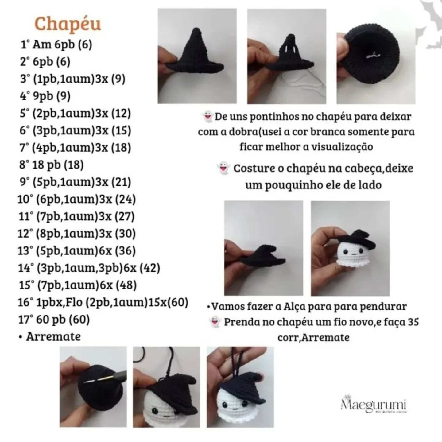 Receita de Fantasminha de Crochê para o Halloween