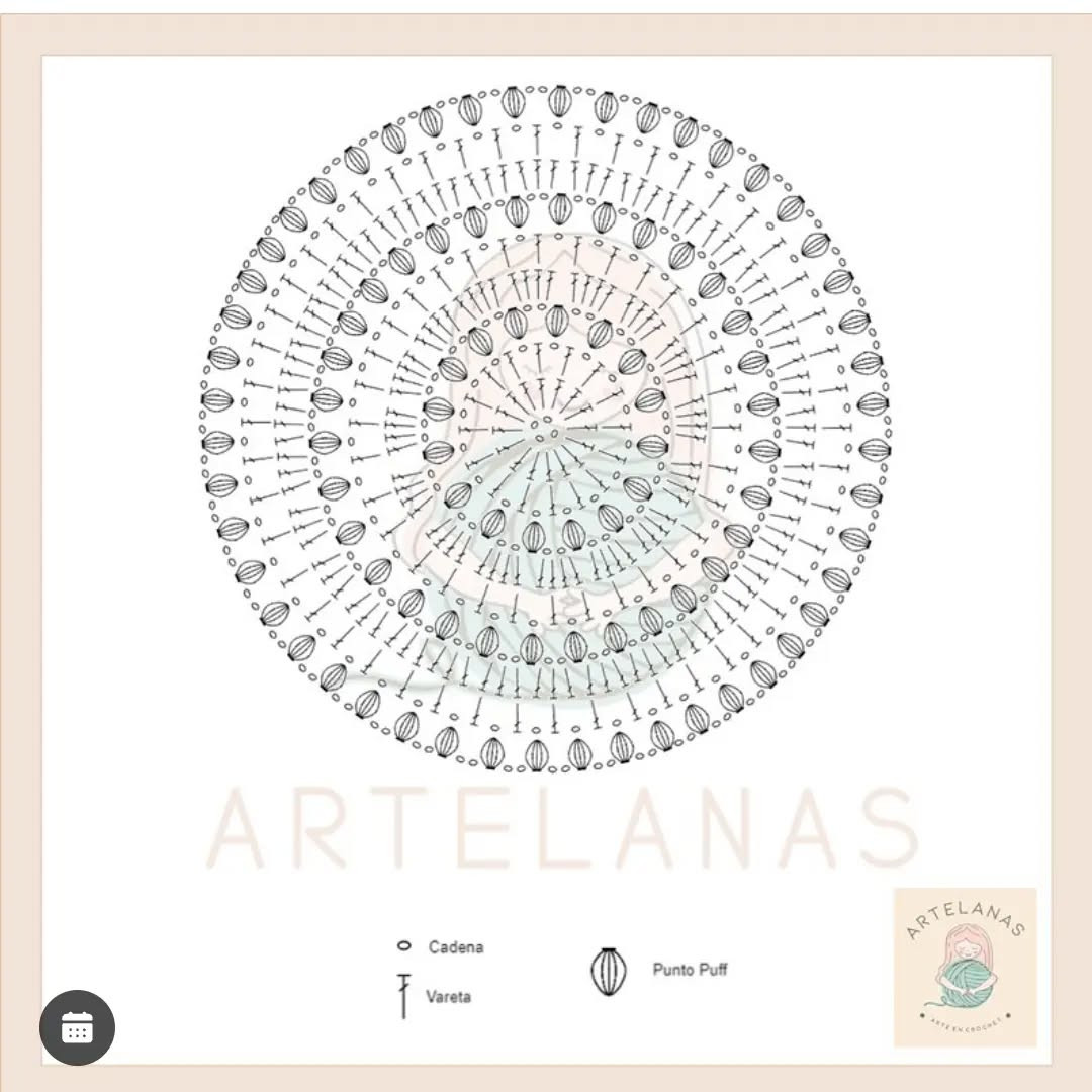 Round Crochet Pattern with Puff Stitch and Openwork Details