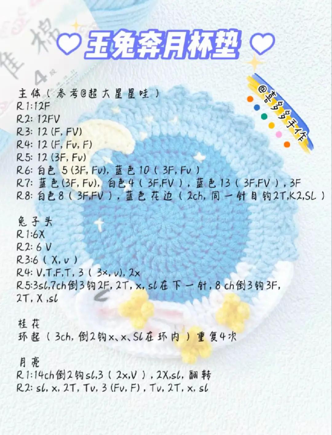 Round Crochet Pattern with Rabbit and Floral Design