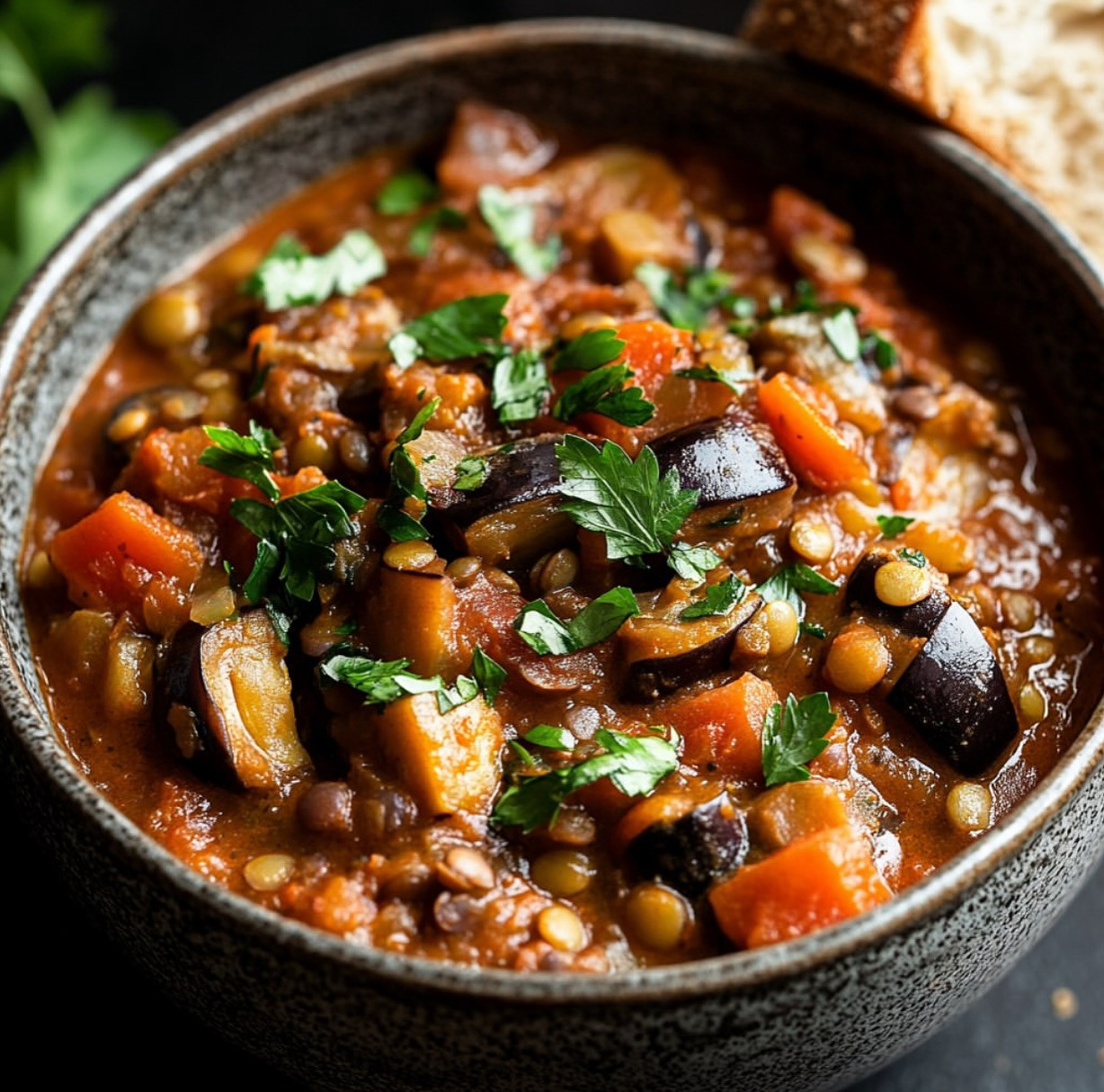 Smoky Eggplant and Lentil Harmony Stew
