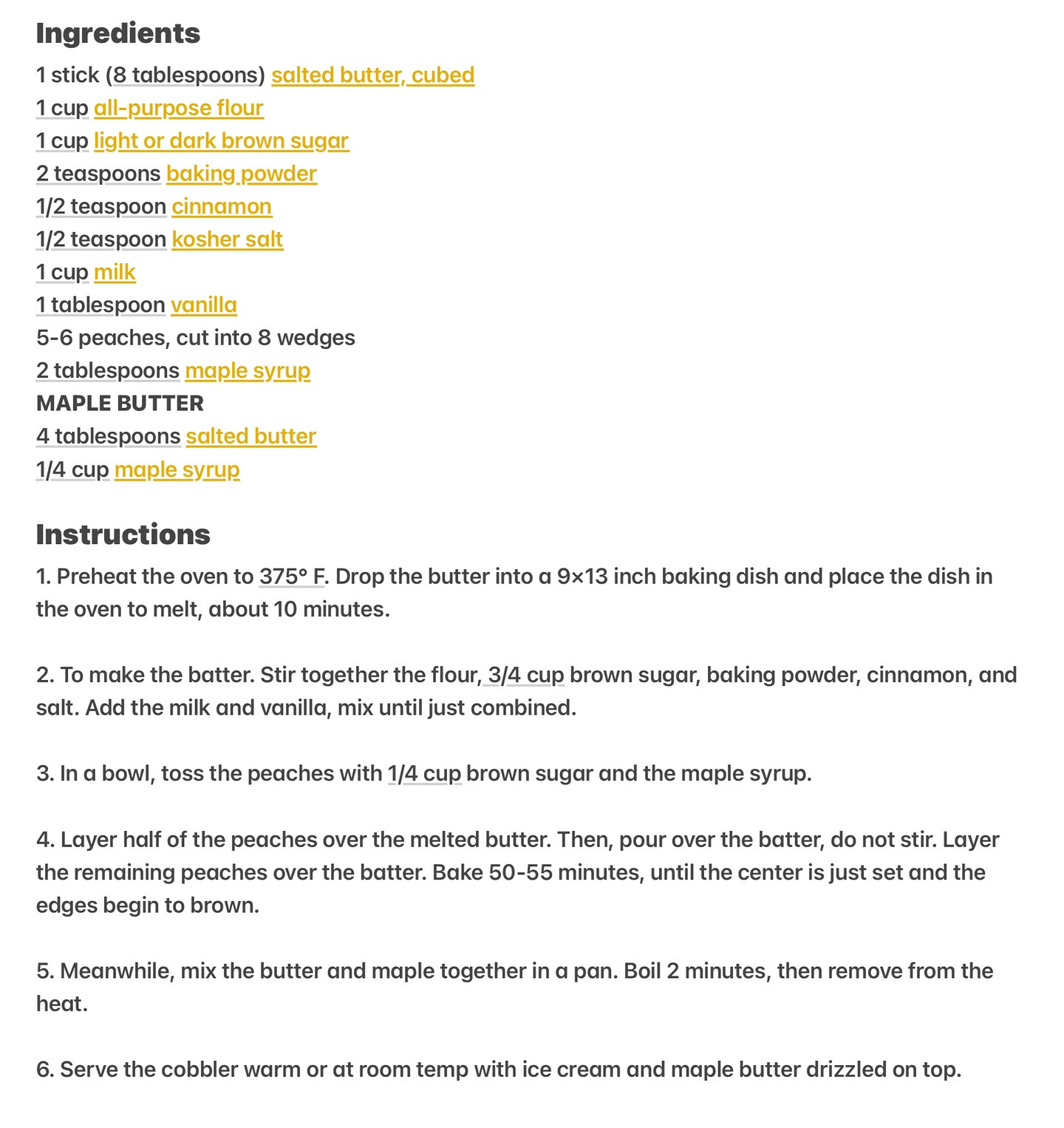 Southern Peach Bliss with Maple Butter Drizzle