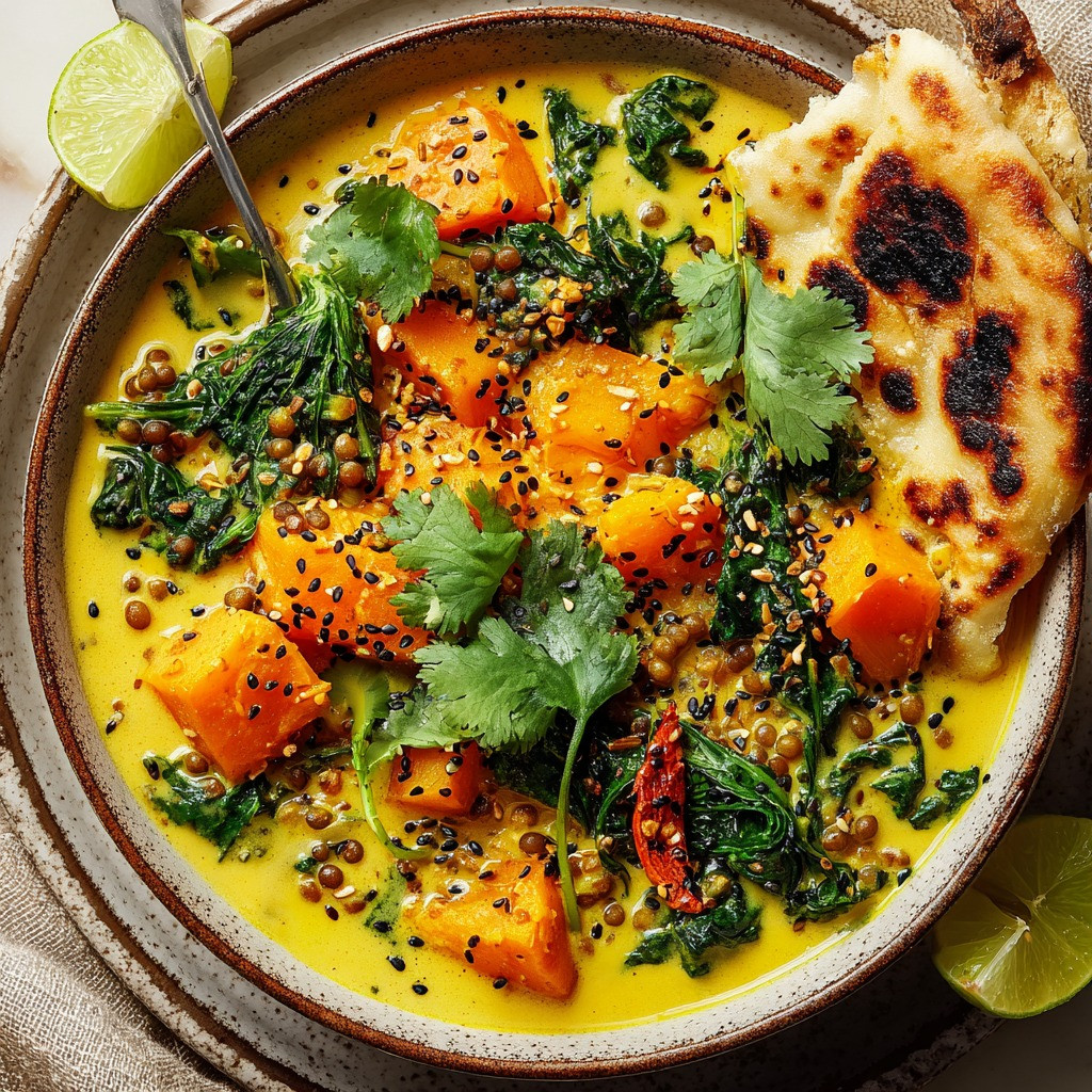 Spicy Ginger Coconut Stew with Sweet Potato and Kale