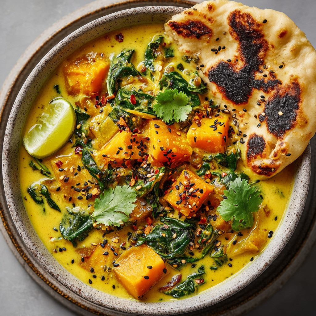 Spicy Ginger Coconut Stew with Sweet Potato and Kale