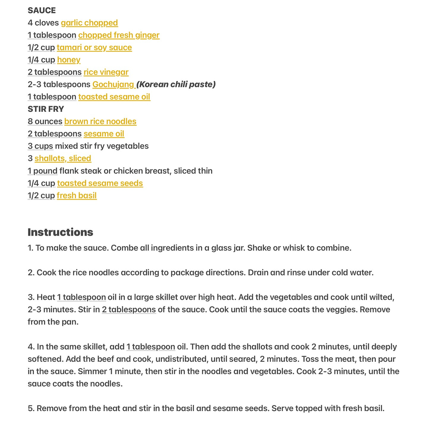 Spicy Korean Beef Sesame Noodles with Fresh Basil