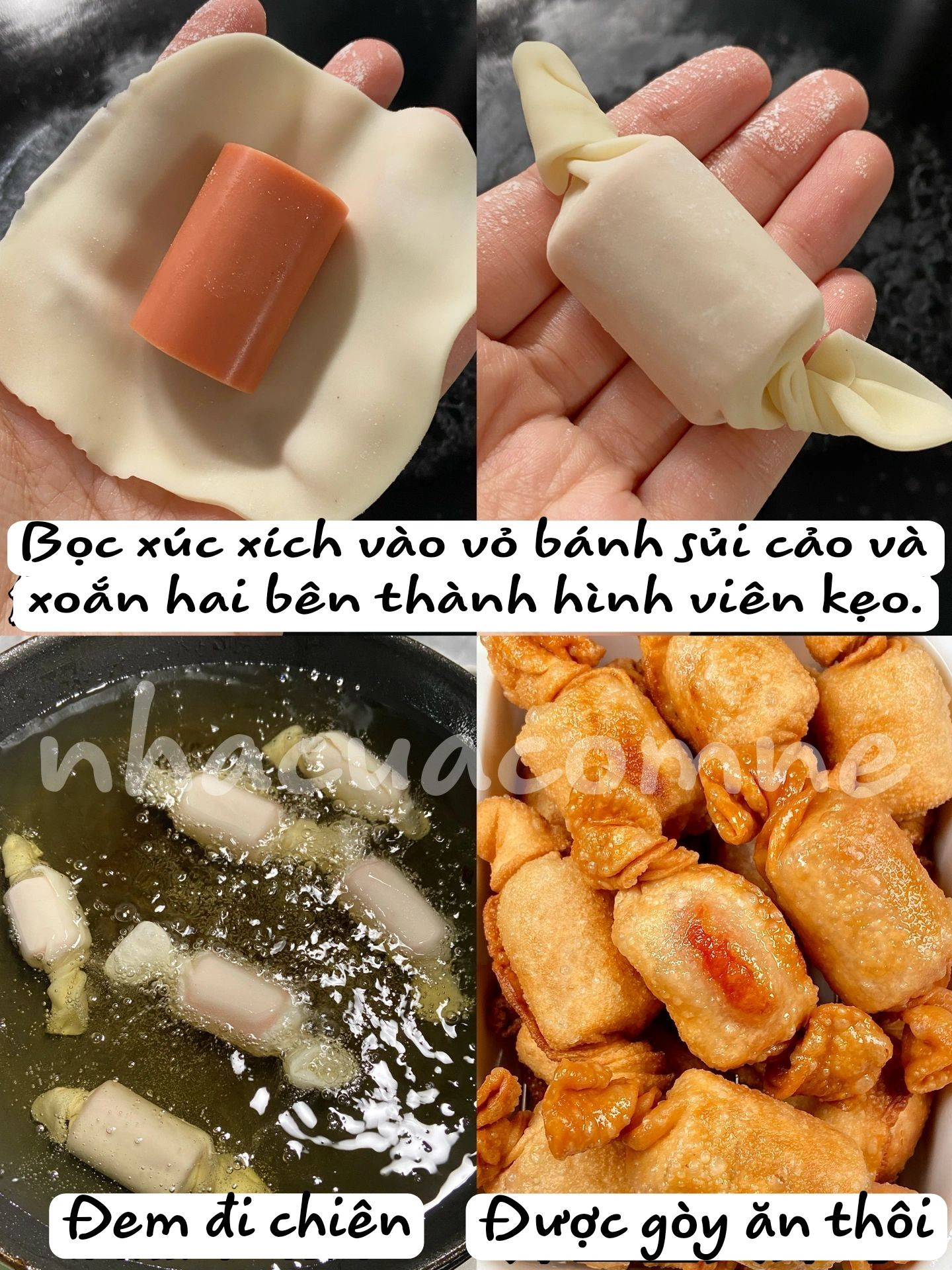 Sủi cảo xúc xích chiên