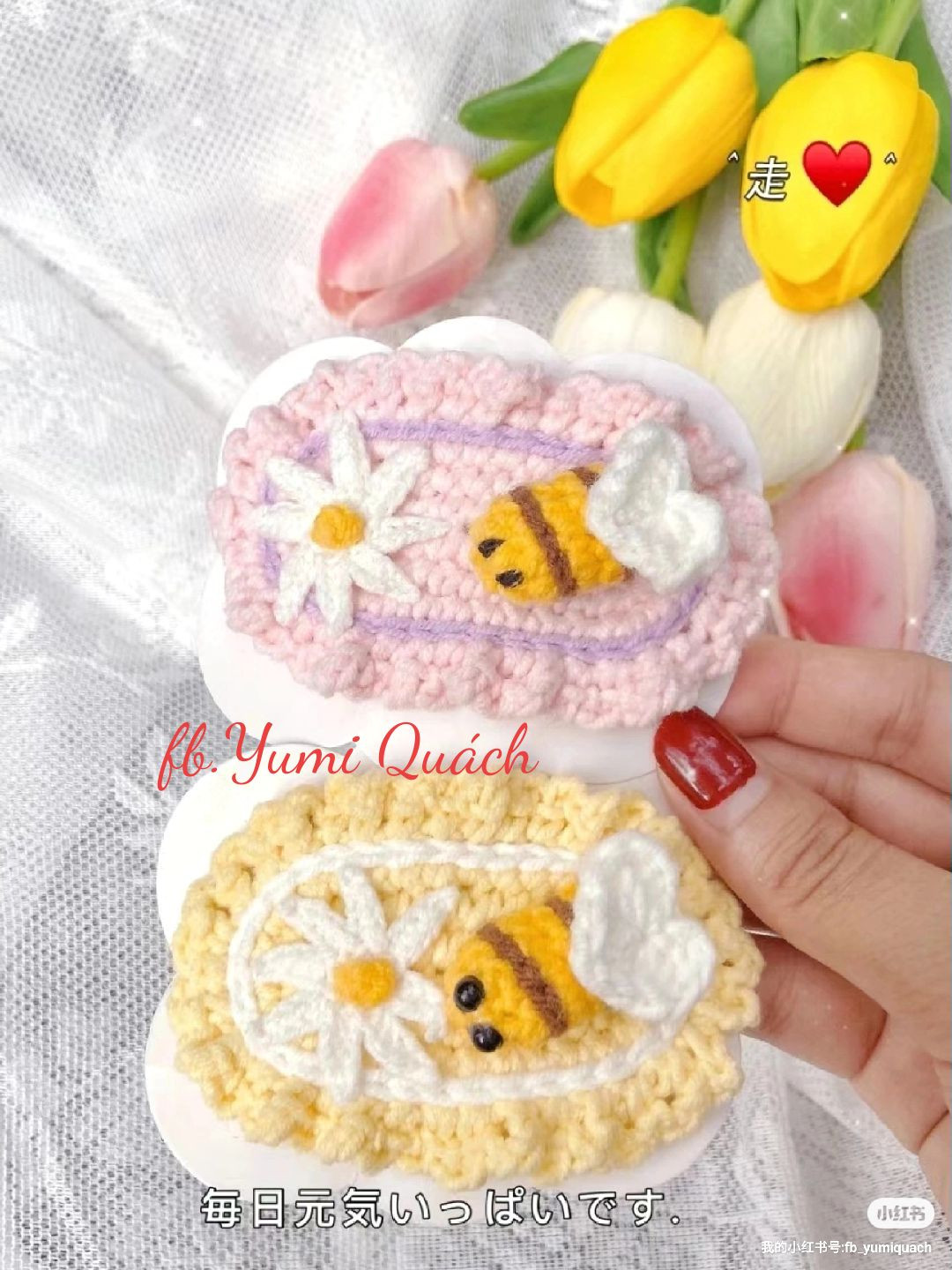 Summer-Themed Crochet Hair Clips with Floral and Bow Designs