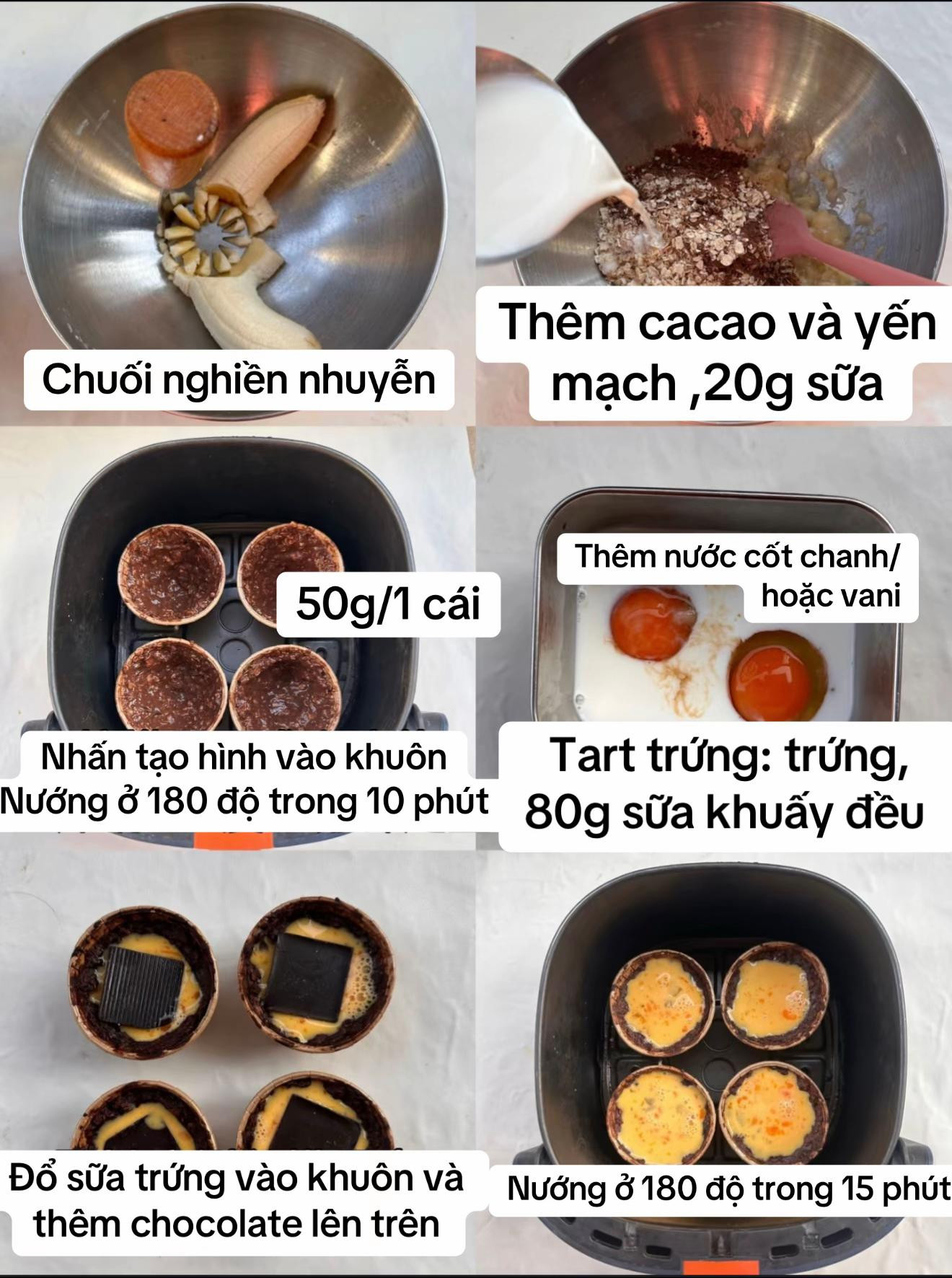 Tart Chuối Yến Mạch Thơm Lừng Nhân Chocolate Tan Chảy