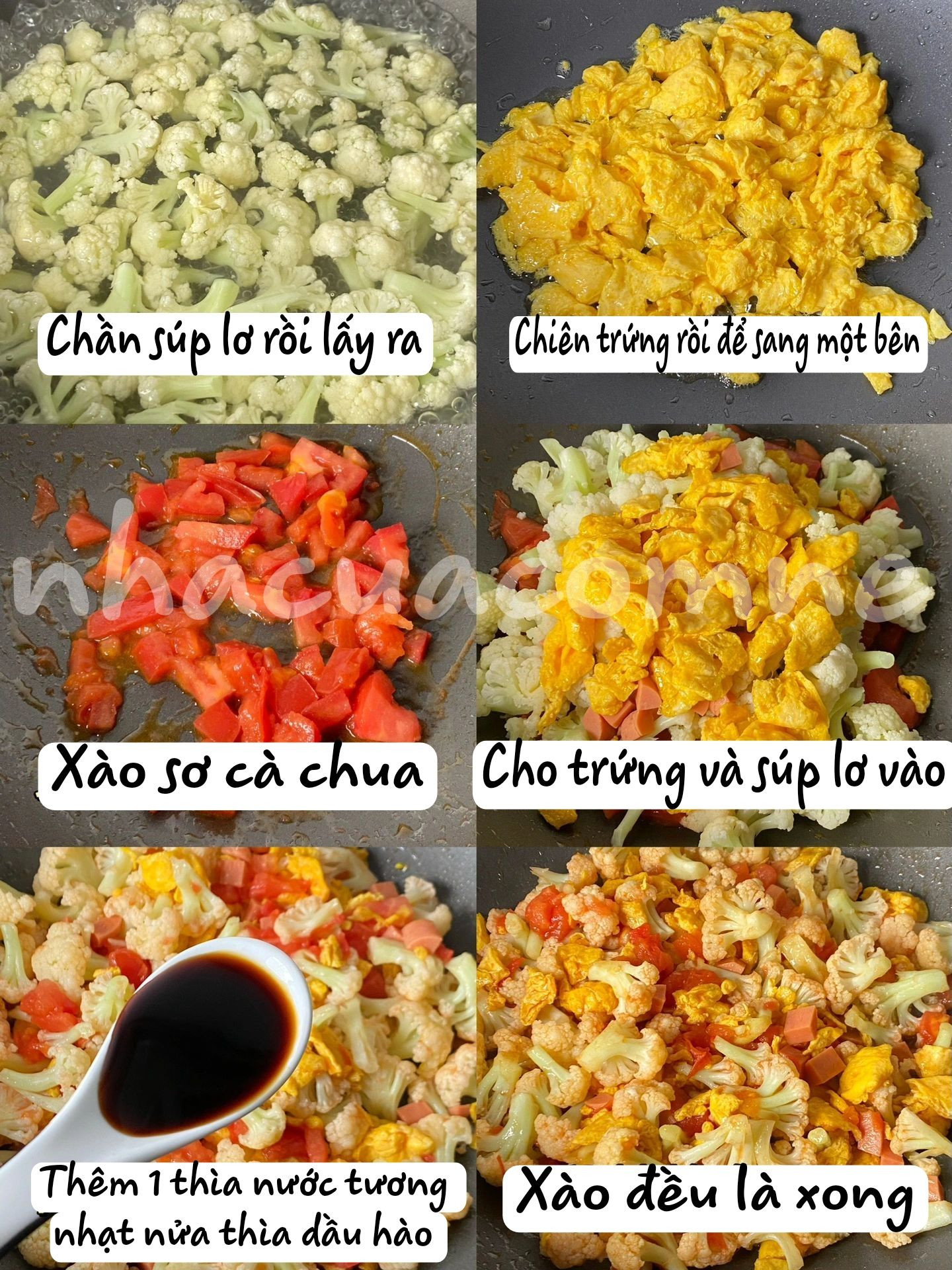 Trứng xào súp lơ cà chua