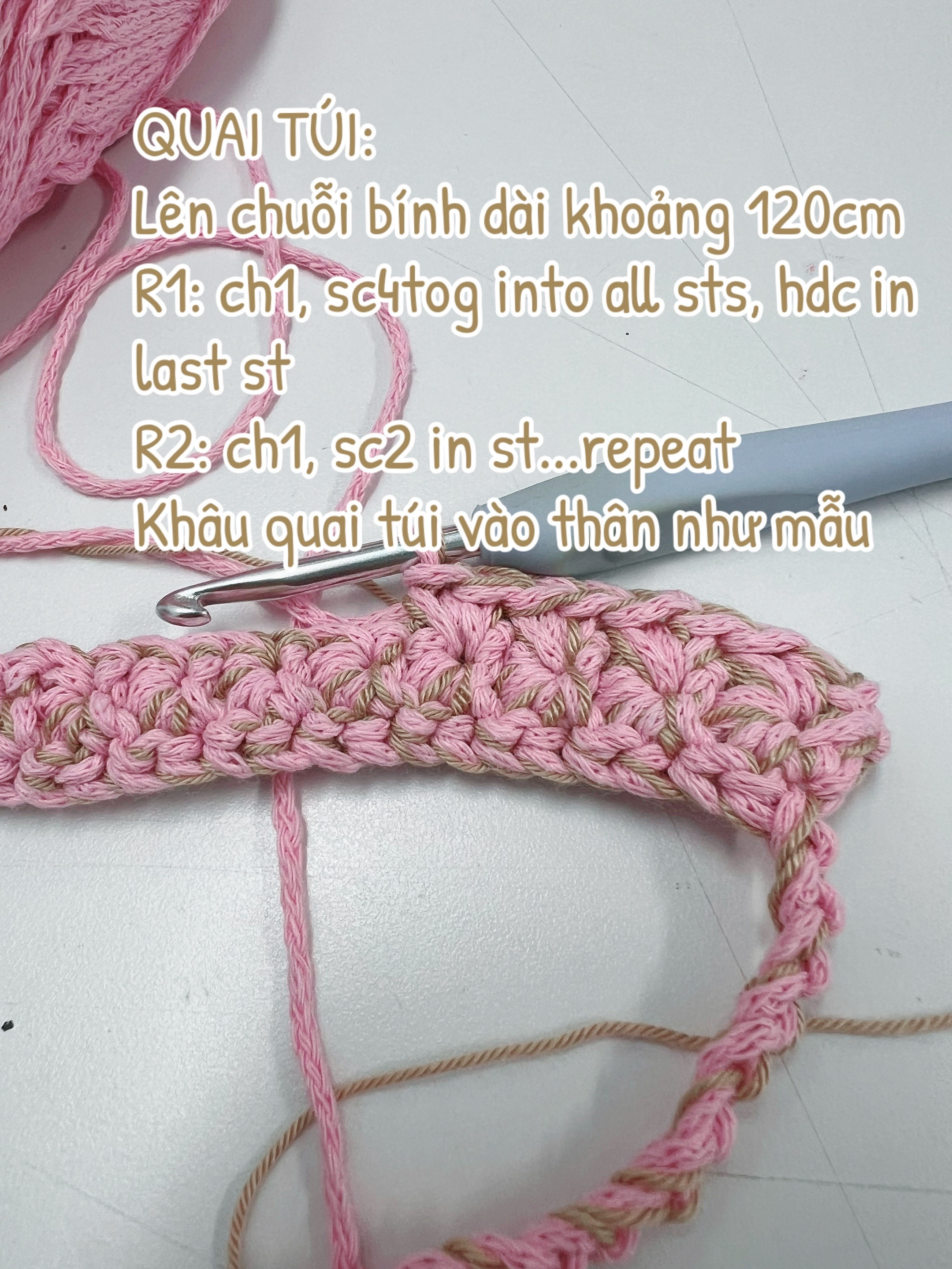 Túi xách móc len tay thủ công với màu sắc tự nhiên