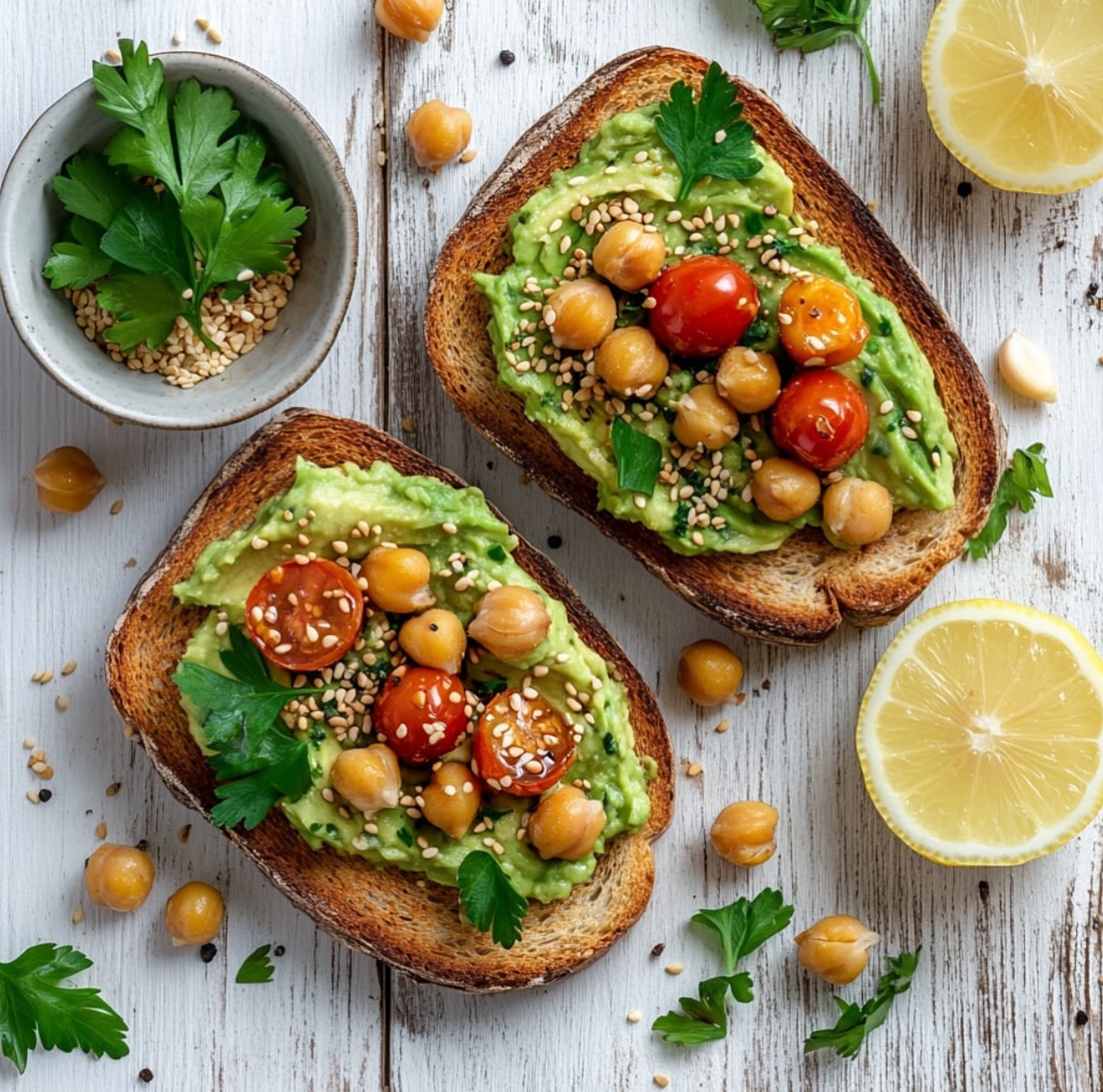 Zesty Avocado Toast with Crunchy Chickpeas