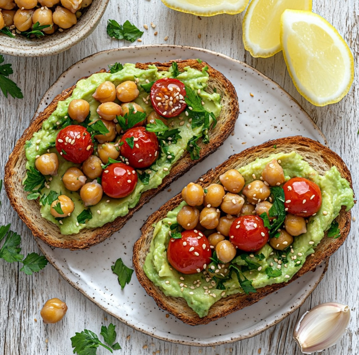 Zesty Avocado Toast with Crunchy Chickpeas
