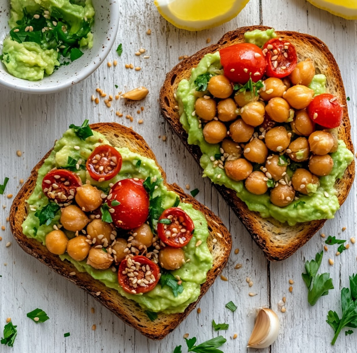 Zesty Avocado Toast with Crunchy Chickpeas