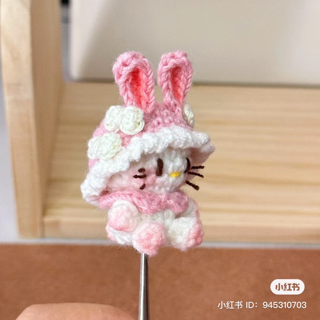 Adorable Crochet Bunny with Pink Ears and White Details