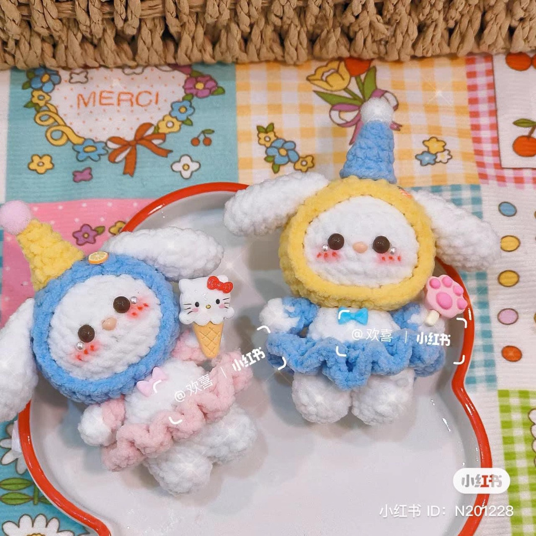 Adorable Crochet Cupcake Dolls with Purple and White Decorations