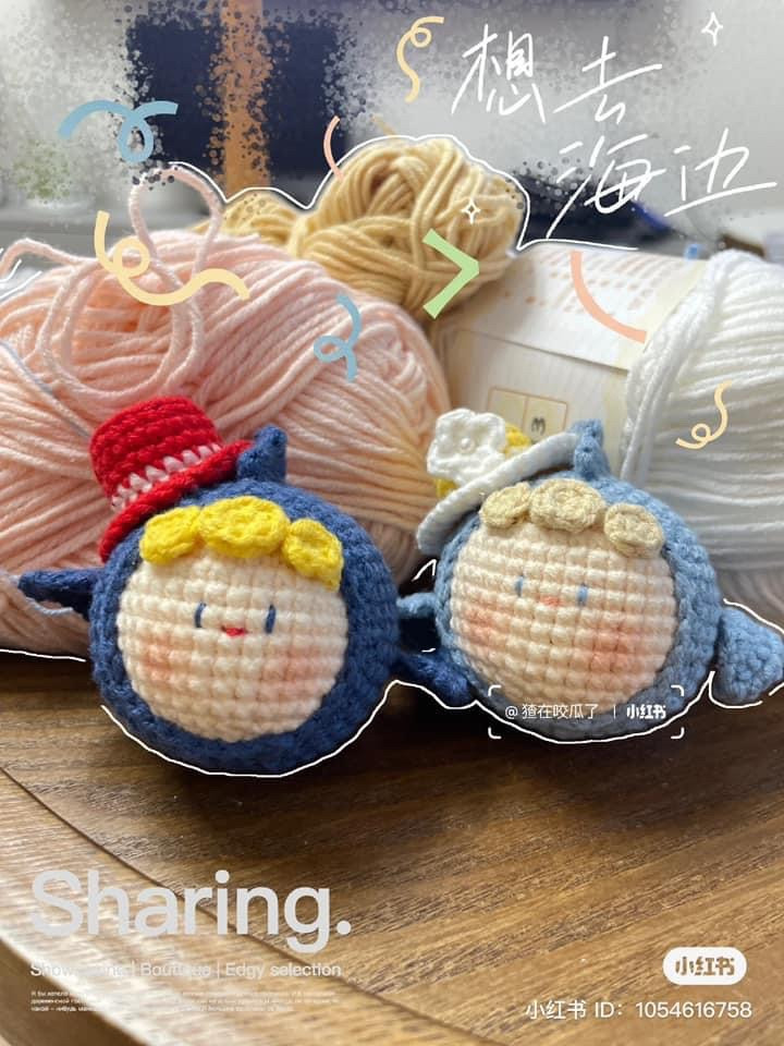 Adorable Crochet Cupcake Dolls with Purple and White Decorations