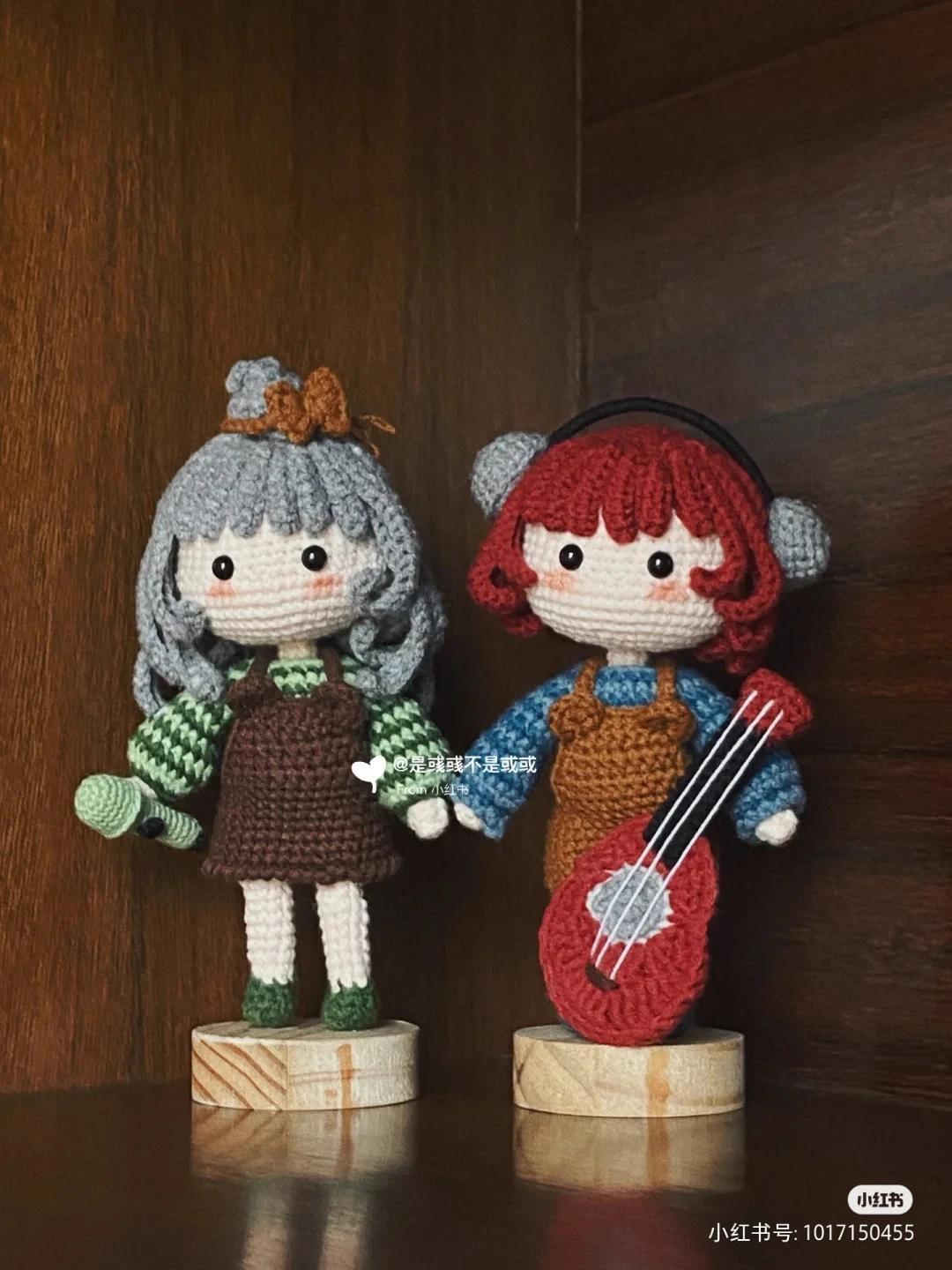 Adorable Crochet Dolls with Musical Instruments and Accessories