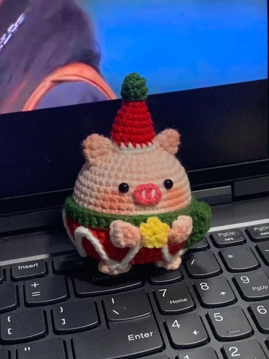 Adorable Crochet Pig with Christmas Hat Pattern