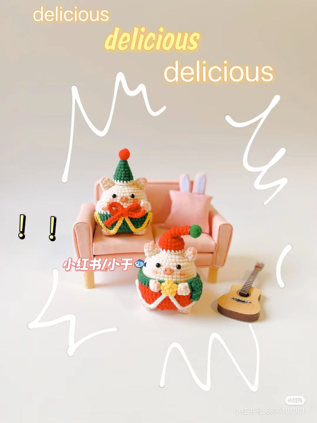 Adorable Crochet Pig with Christmas Hat Pattern