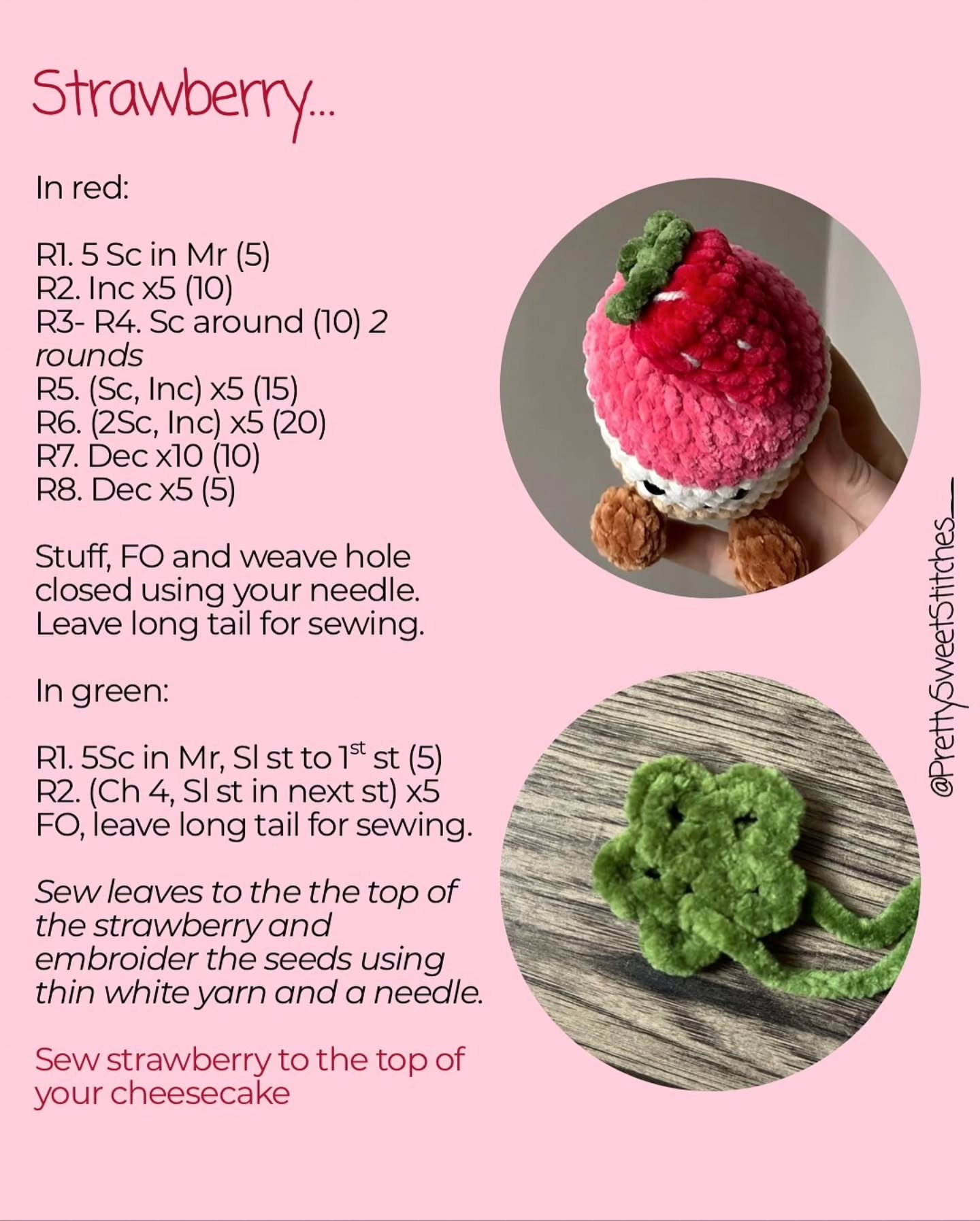 Adorable Strawberry Cheesecake Crochet Pattern for Free