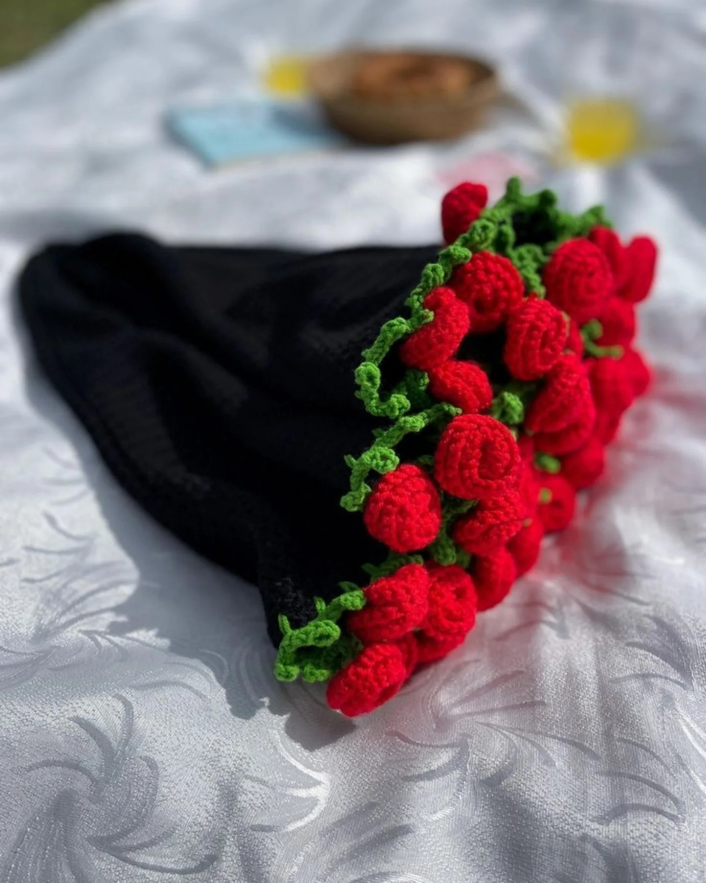 الگوی بافت رایگان شال مبل گل رز