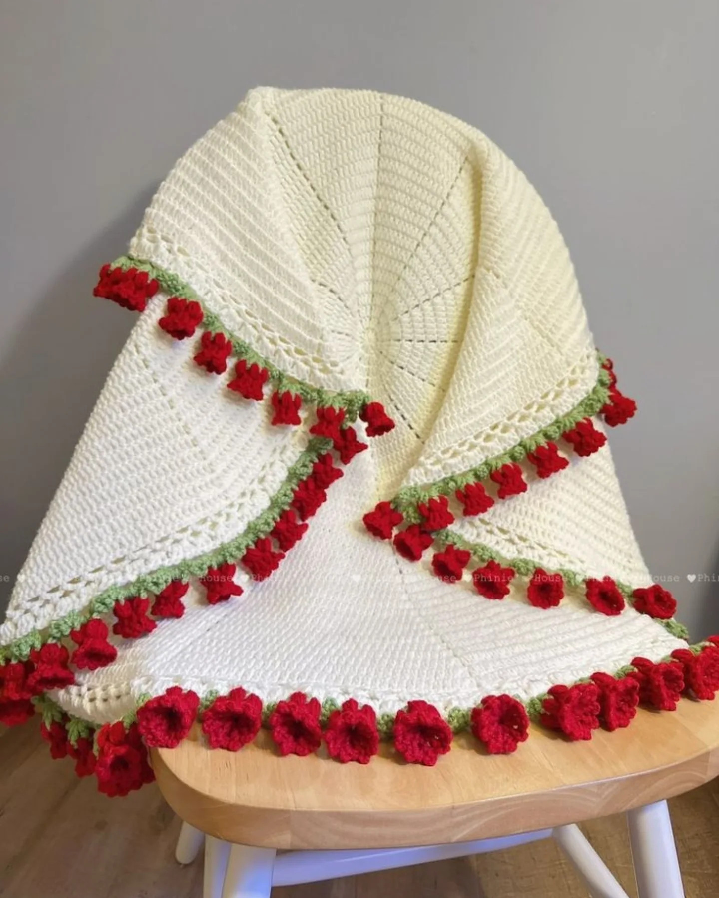 الگوی بافت رایگان شال مبل گل رز