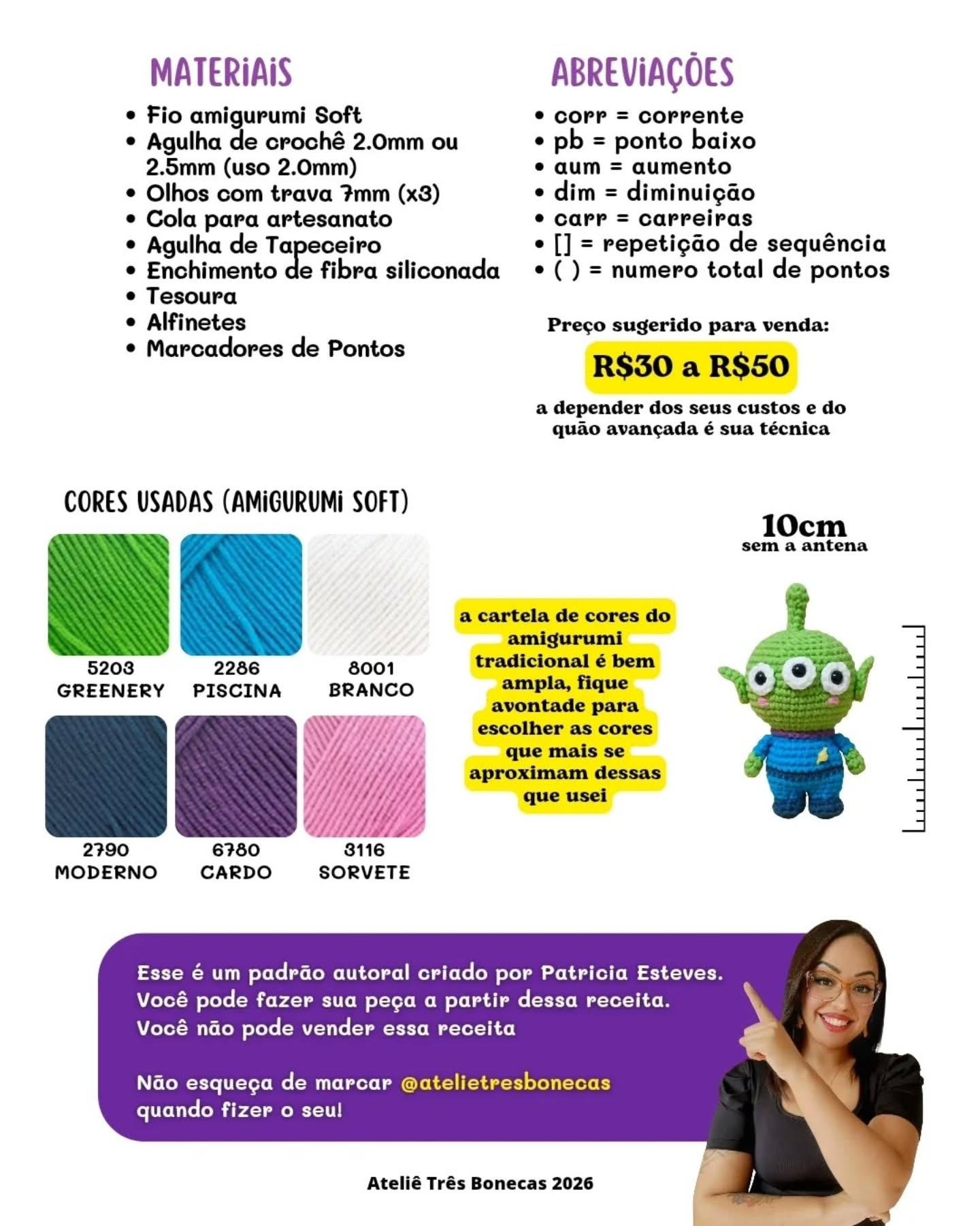 Amigurumi Alien Pizza Planet - Receita Gratuita por Patricia Esteves