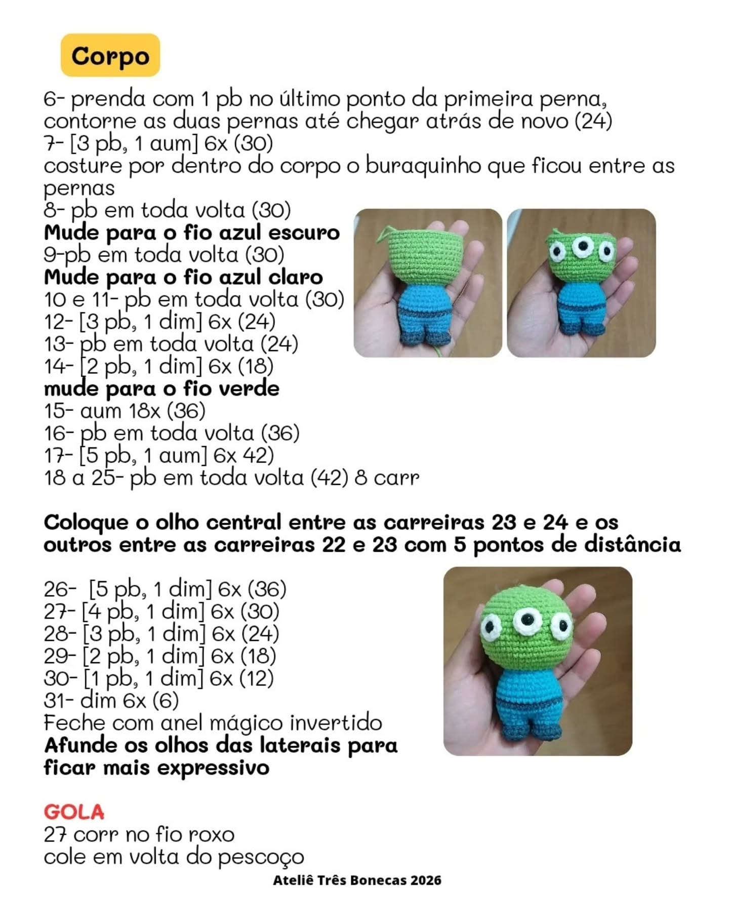 Amigurumi Alien Pizza Planet - Receita Gratuita por Patricia Esteves