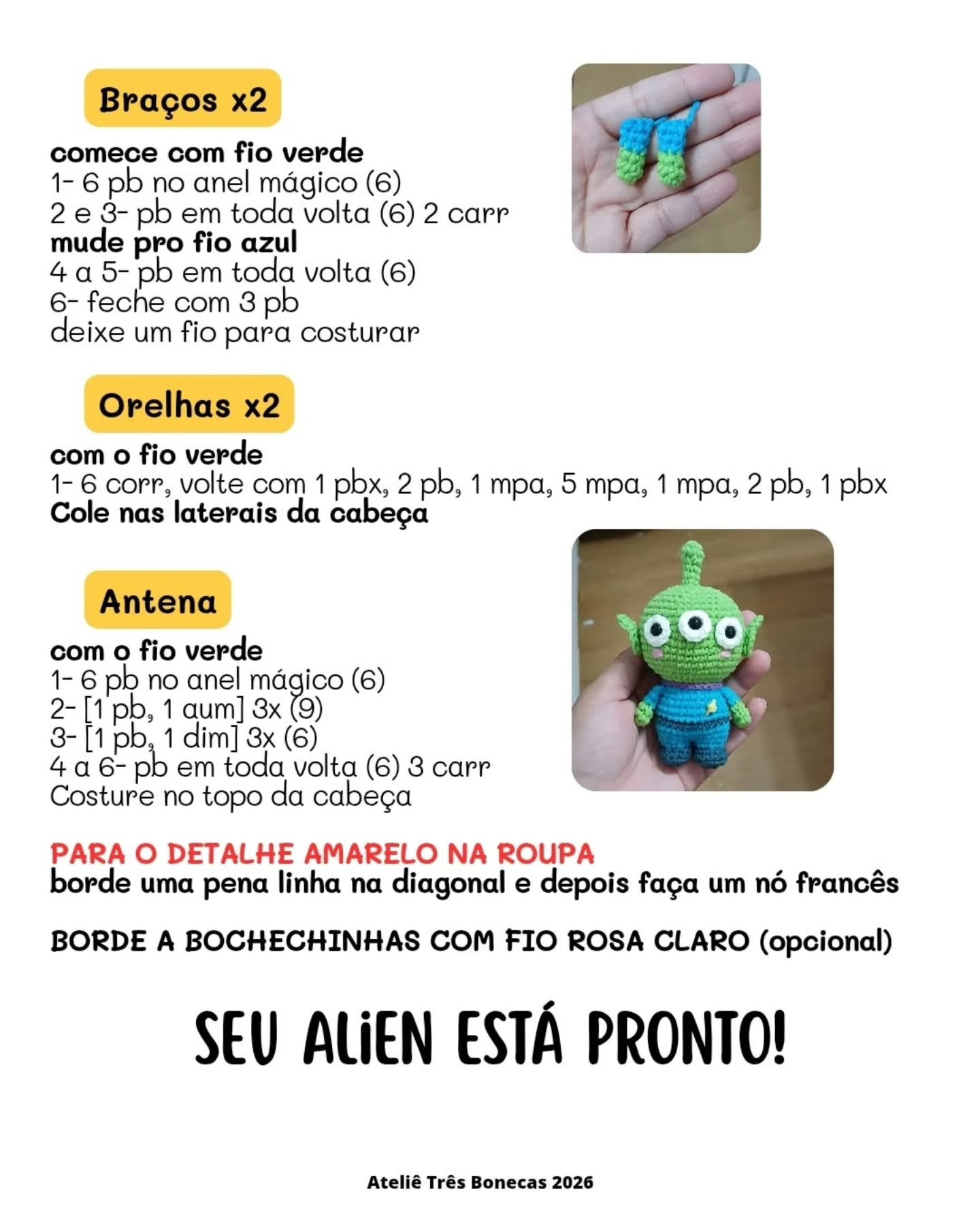 Amigurumi Alien Pizza Planet - Receita Gratuita por Patricia Esteves