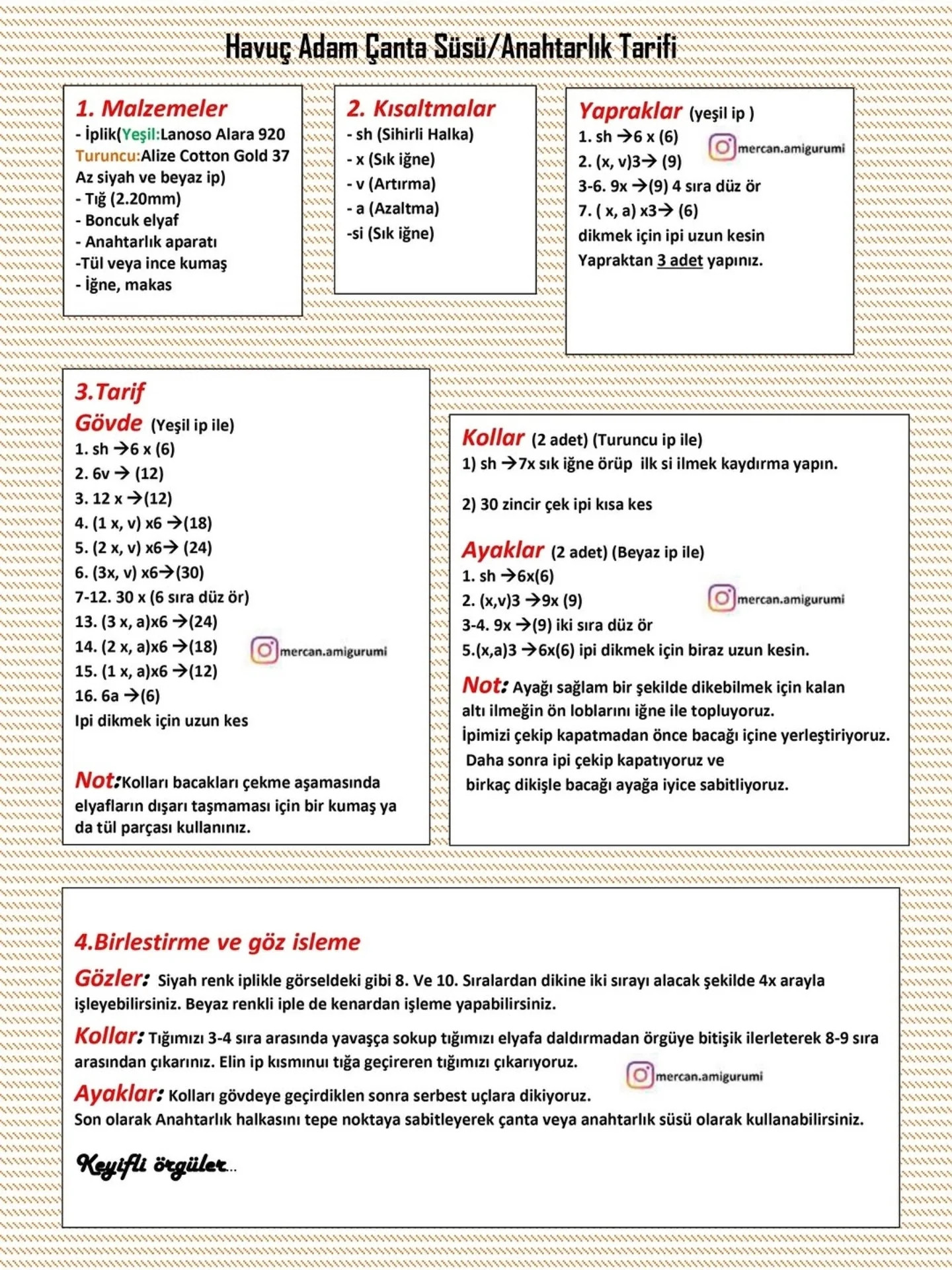 Amigurumi Havuç Anahtarlık Yapımı: Ücretsiz Tarif