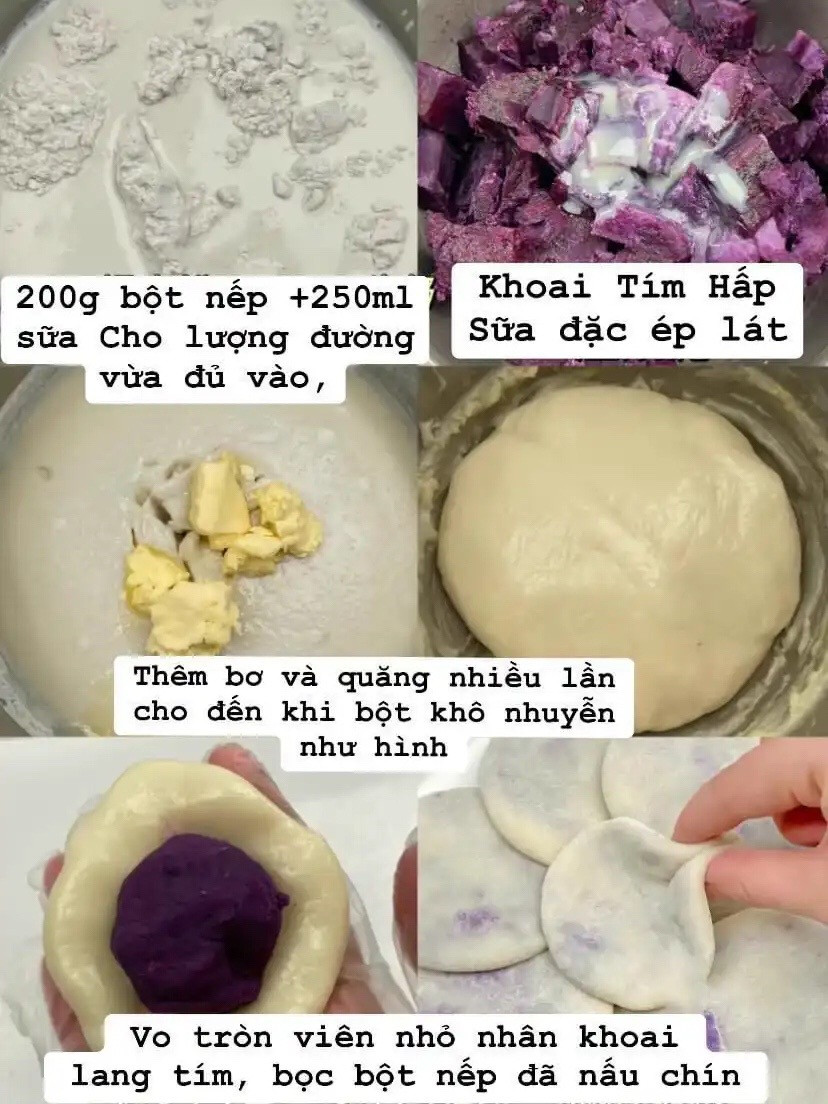 Bánh Nếp Nhân Khoai Lang Tím Mềm Dẻo Thơm Ngon