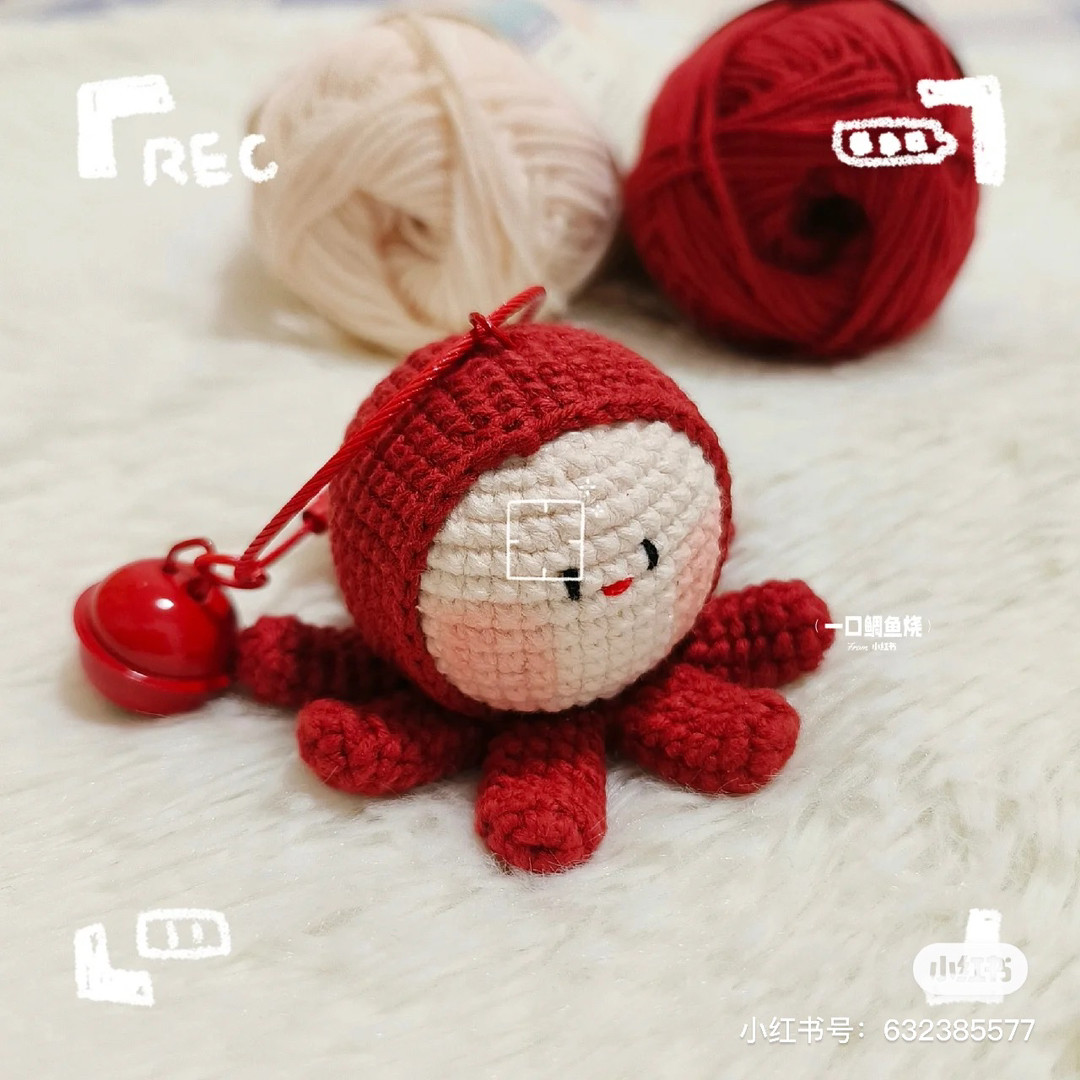 Búp bê bạch tuộc móc len dễ thương màu đỏ cho người mới bắt đầu