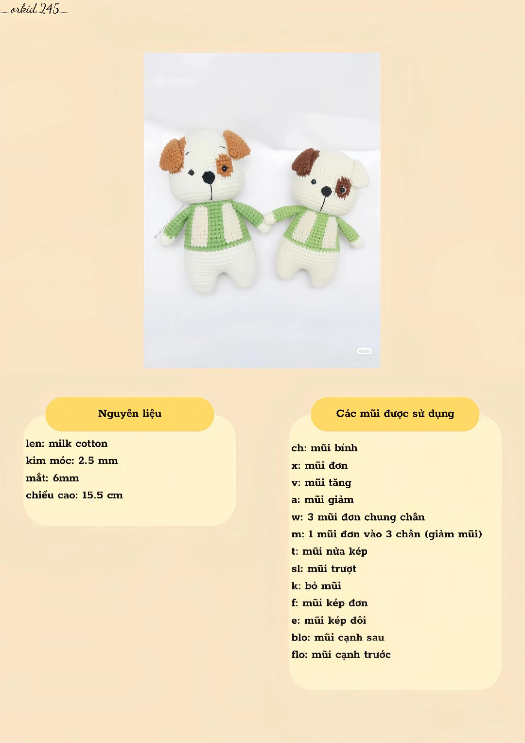 Búp bê chó len móc đôi dễ thương hình trái tim