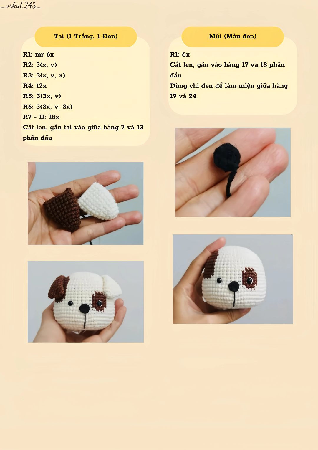 Búp bê chó len móc đôi dễ thương hình trái tim