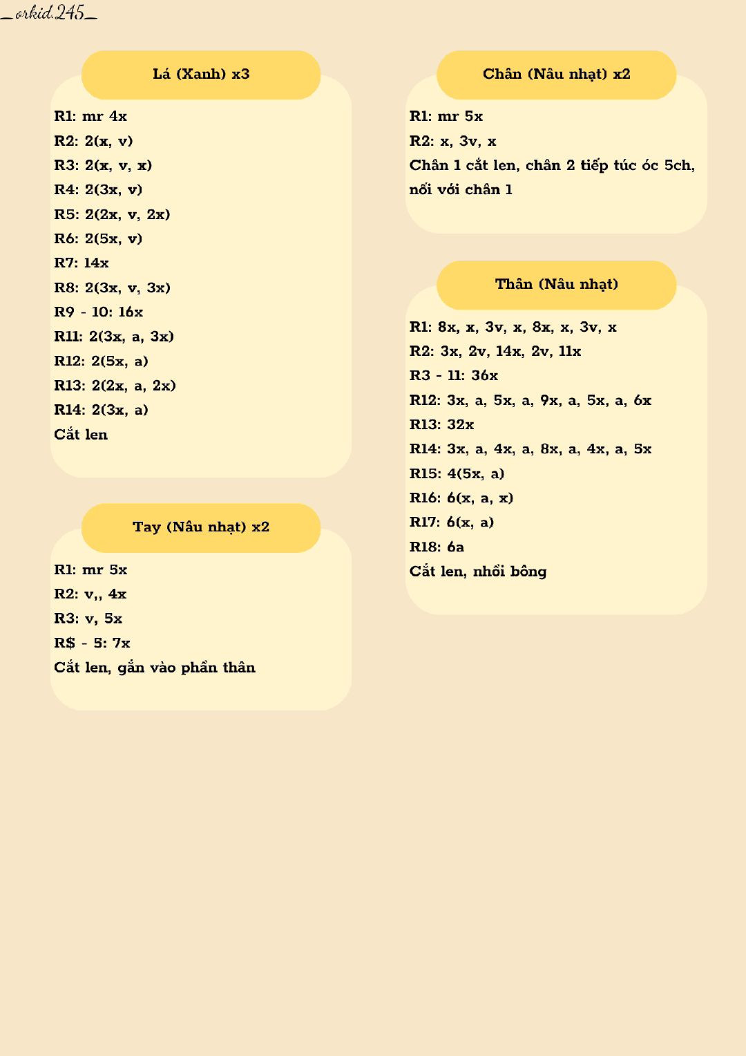 Búp bê móc len hình củ hành với lá xanh đáng yêu