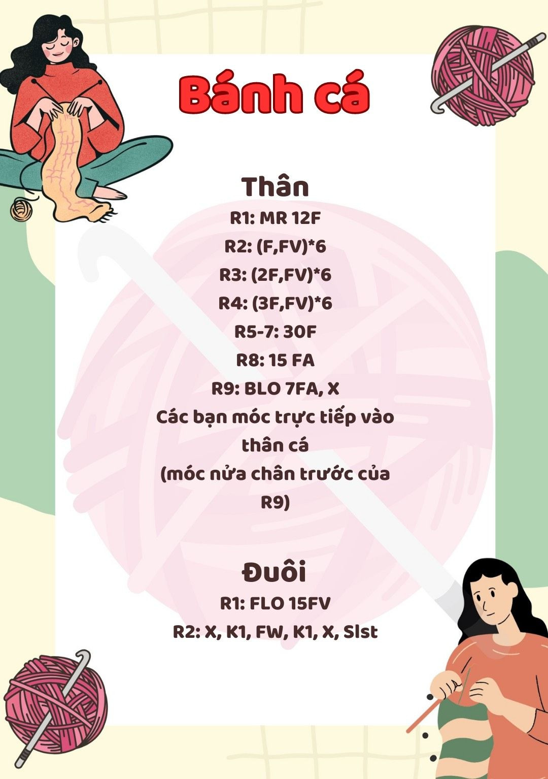 Chart móc len bánh cá dễ thương và đầy màu sắc