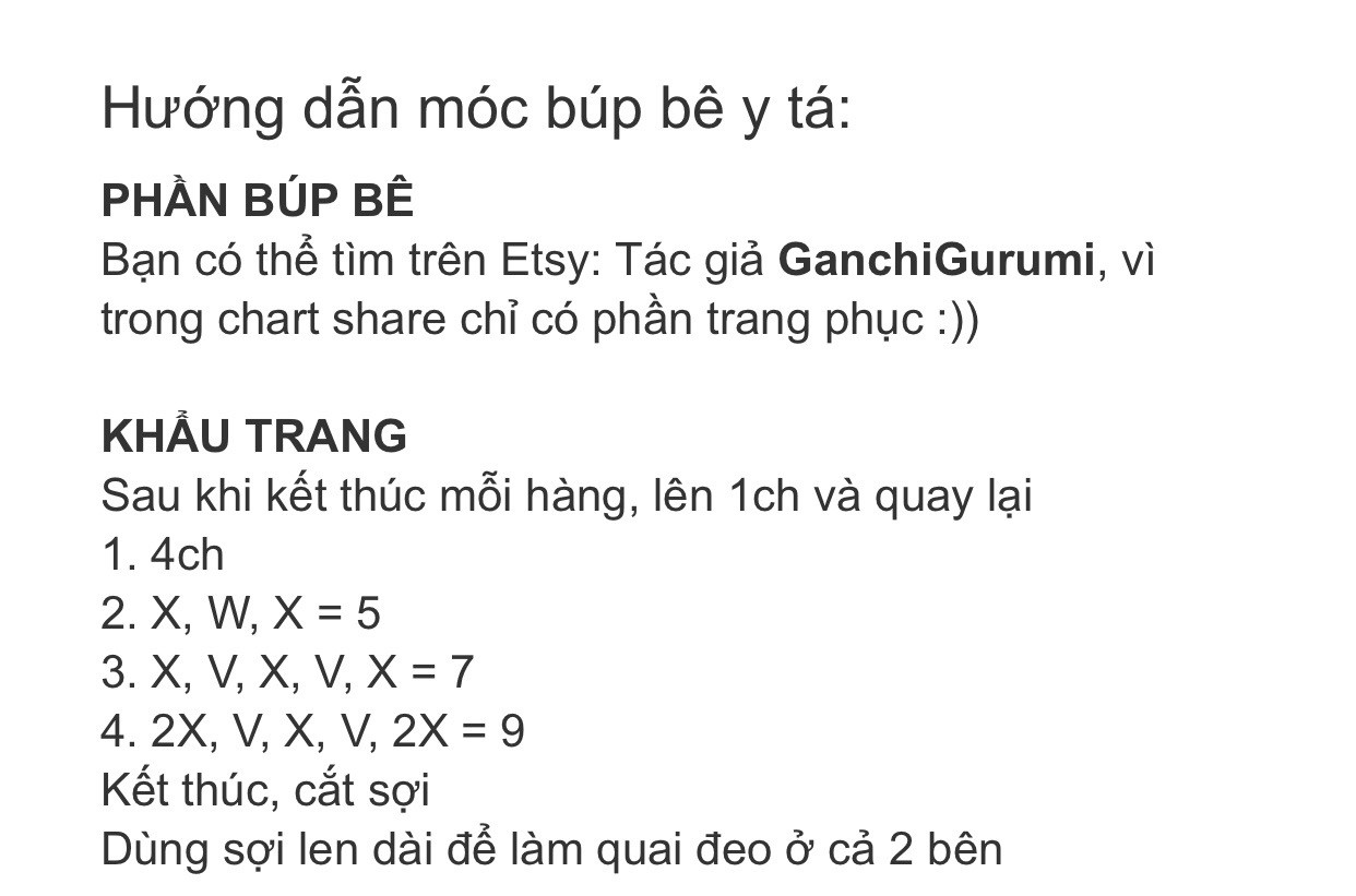 Chart móc len búp bê y tá dễ thương với gậy bông