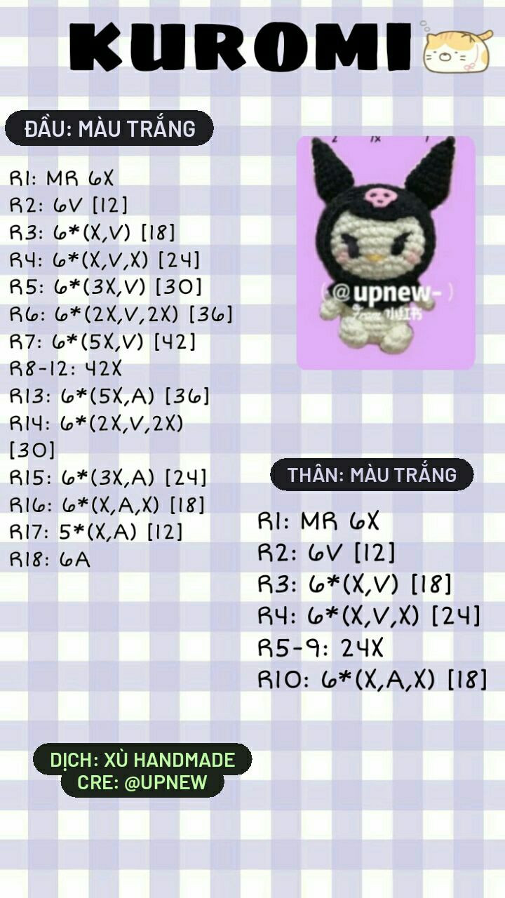 Chart móc len hai thú bông dễ thương với nón tai thỏ