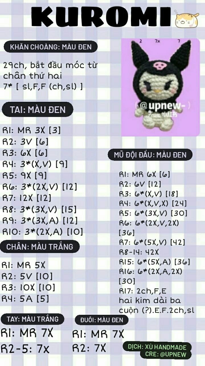 Chart móc len hai thú bông dễ thương với nón tai thỏ