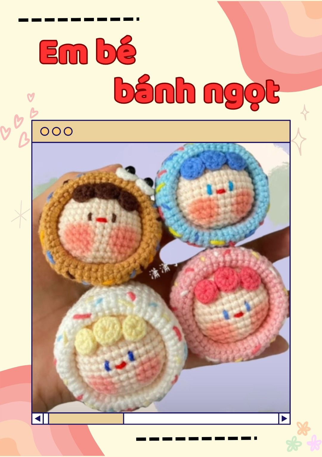 Chart móc len hình em bé đáng yêu làm bánh ngọt